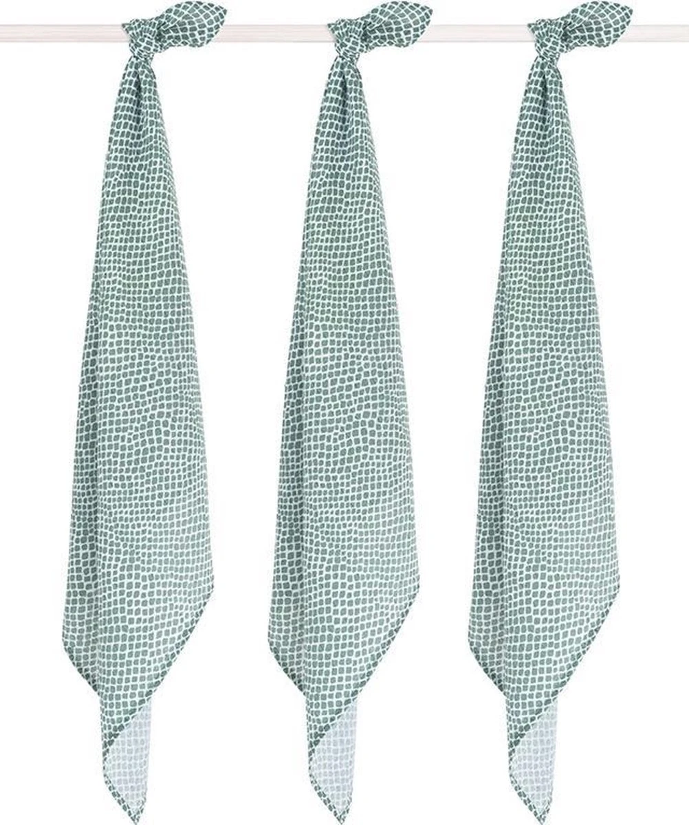 Jollein Hydrofiel Multidoek Snake 70x70cm - Ash Green - 3 Stuks 1 Jollein Hydrofiel Multidoek Snake 70x70cm - Ash Green - 3 Stuks