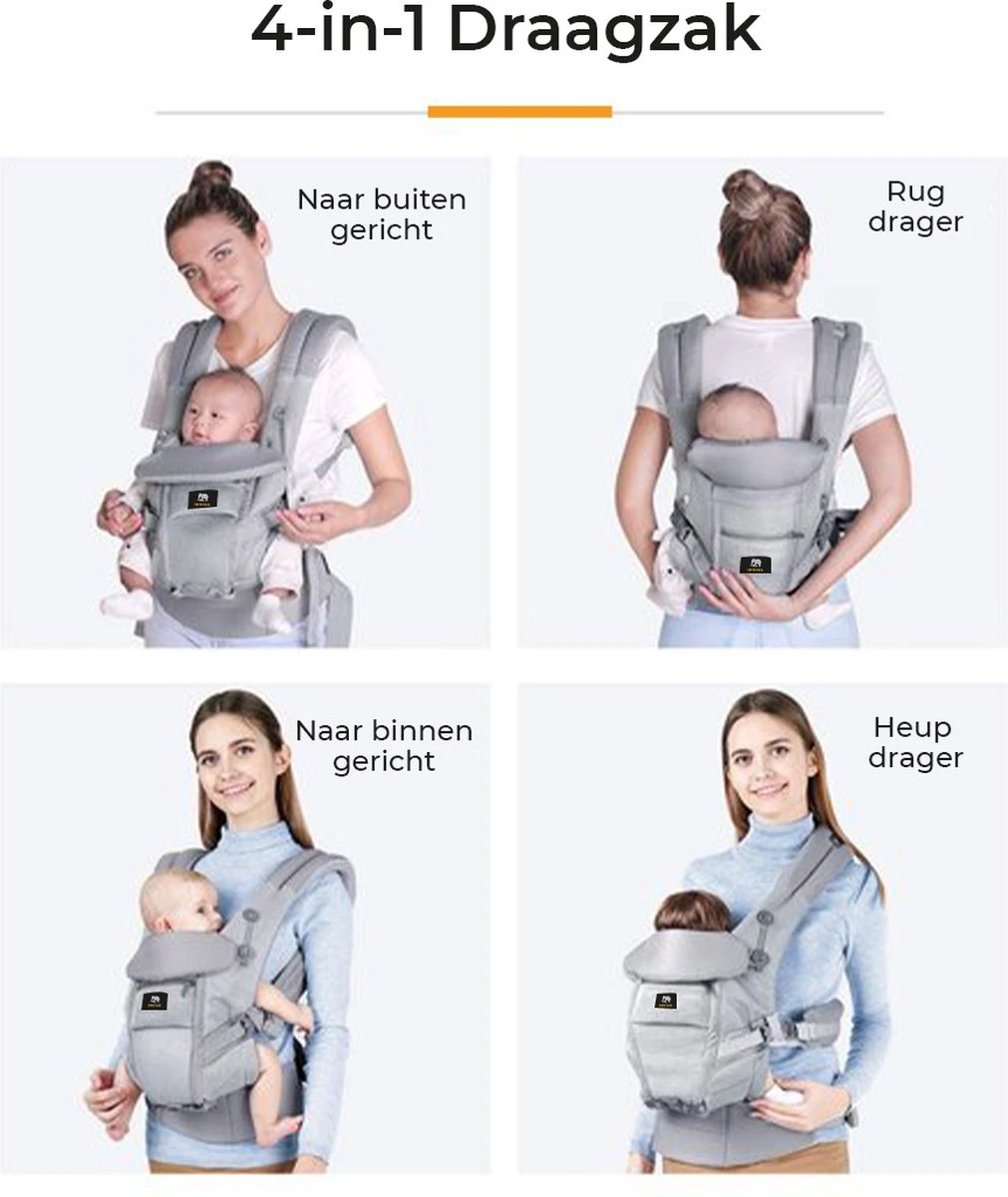 Deryan Meinkind Draagzak - Buikdrager 4-in-1 Antraciet/Grijs 9 Deryan Meinkind Draagzak - Buikdrager 4-in-1 Antraciet/Grijs - Afbeelding 9