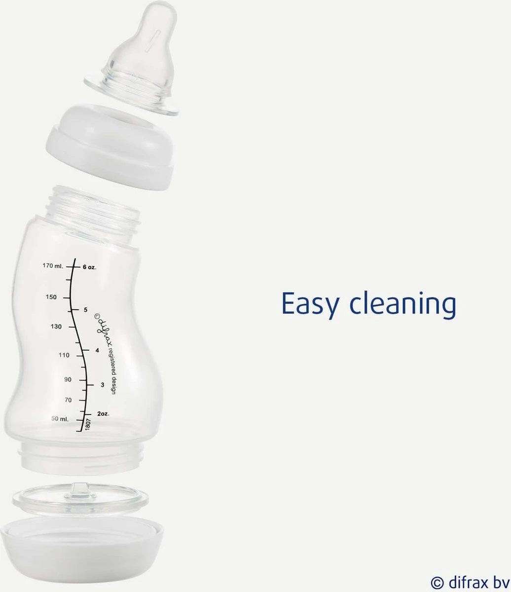 Difrax Glazen Babyfles 250 Ml Natural - Anti-Colic - Blauw - 1 Stuk 2 Difrax Glazen Babyfles 250 Ml Natural - Anti-Colic - Blauw - 1 Stuk - Afbeelding 2