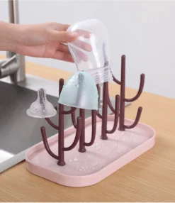 Ever Home Flessen Droogrek - Baby Flessenrek - Afdruiprek Baby - Droogrek - Drying Rack - Roze