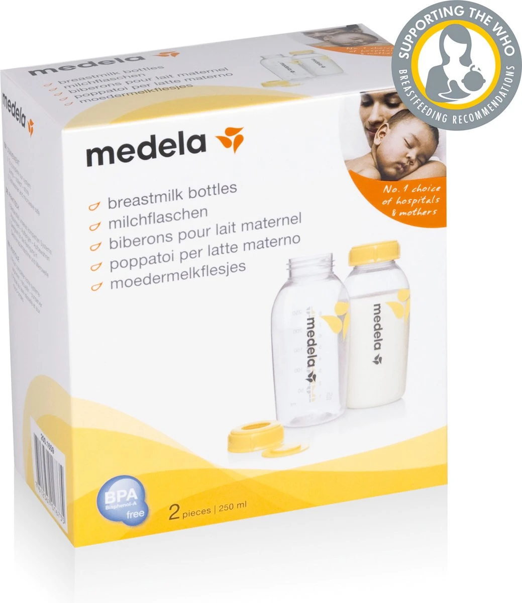 Medela Moedermelkflesje Afkolven Bewaren Invriezen Voeden Medela Fles - 250 Ml - 2 Stuks 3 Medela Moedermelkflesje Afkolven Bewaren Invriezen Voeden Medela Fles - 250 Ml - 2 Stuks - Afbeelding 3