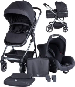Puck Stroller 3 In 1 Max Zwart Met Frame Antra Incl Autostoel/Adapter/Mamabag