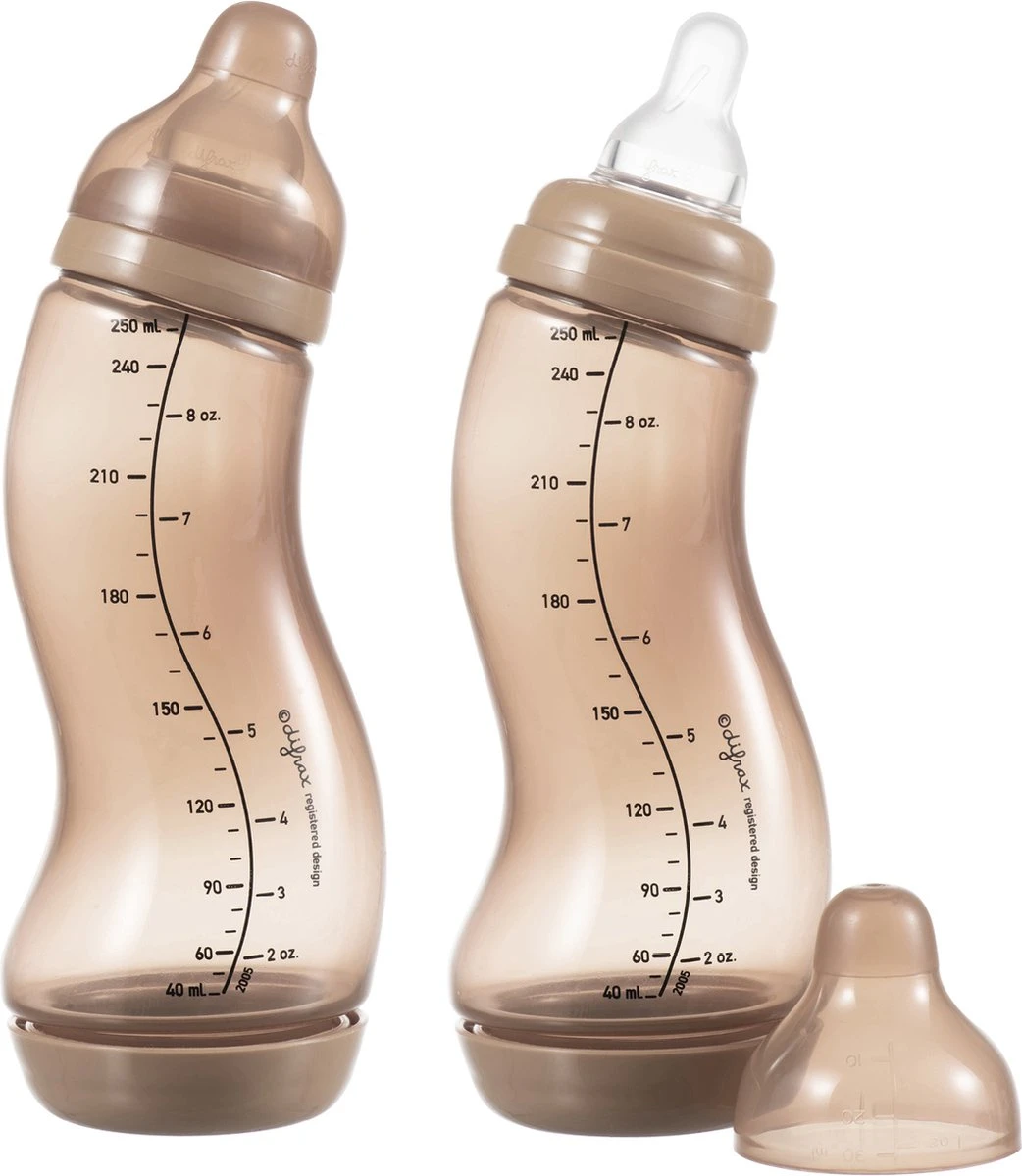 Difrax Babyfles 250 Ml Natural - Anti-Colic - Lichtbruin - 2 Stuks 1 Difrax Babyfles 250 Ml Natural - Anti-Colic - Lichtbruin - 2 Stuks