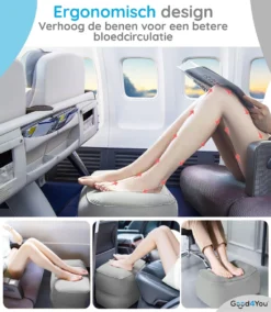 Merkloos Voetensteun | Opblaasbaar | In Alle Hoogtes Verstelbaar | Reiskussen | Vliegtuigbed | Voetensteun | 3 Verschillende Standen | Met Kinderen Reizen | Grijs -Babyproducten Winkel 1045x1200 2