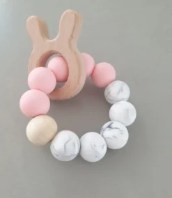 Bijtring, Bijtring Baby, Rammelaar Siliconen Bijtring, Baby Speelgoed, Hout Speelgoed , Kraamcadeau, Baby Speelgoed 0 Jaar