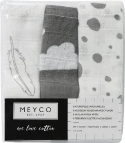 Meyco Hydrofiele Washandjes 3-pack - Feathers-Clouds-Dots - Grijs/Wit 6 Meyco Hydrofiele Washandjes 3-pack - Feathers-Clouds-Dots - Grijs/Wit -Babyproducten Winkel 1048x1200