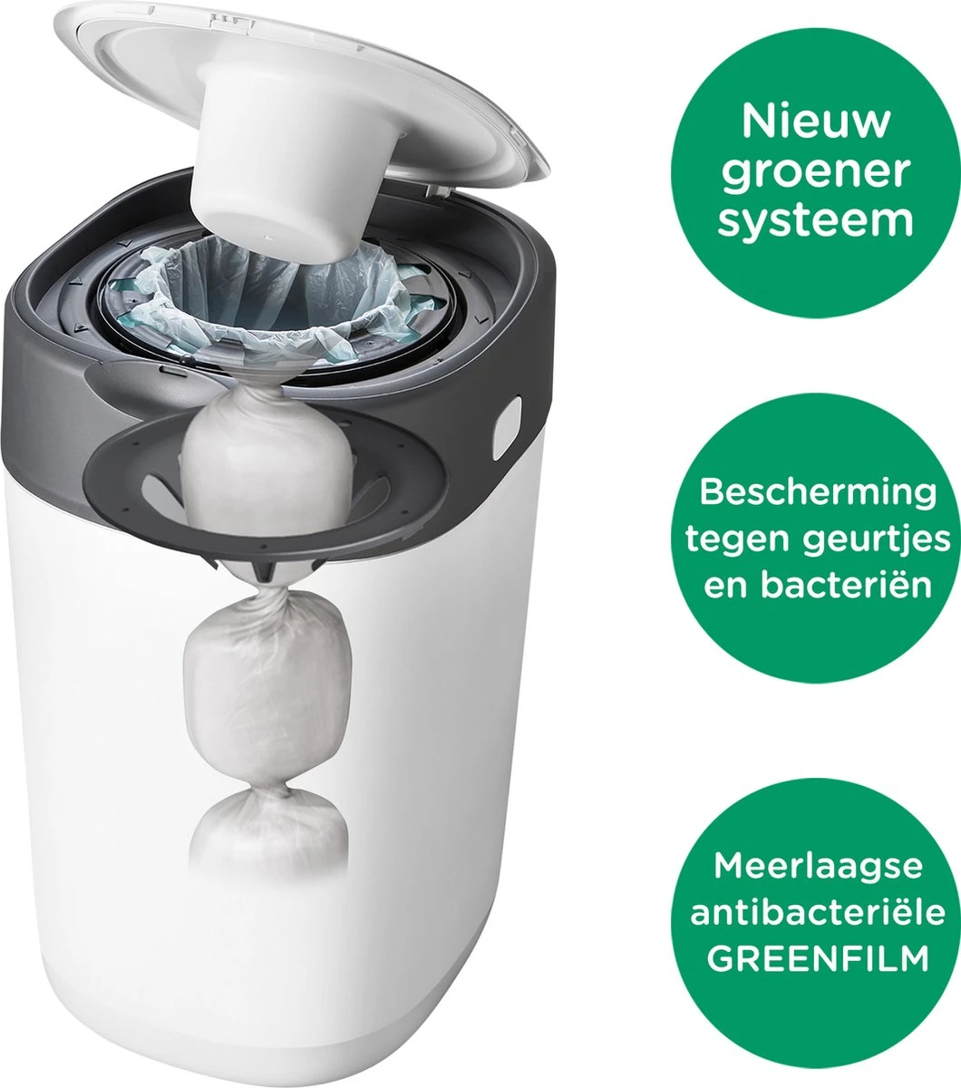 Tommee Tippee Milieuvriendelijke Twist & Click Luieremmer - Met 6 Navulcassettes - Wit 3 Tommee Tippee Milieuvriendelijke Twist & Click Luieremmer - Met 6 Navulcassettes - Wit - Afbeelding 3