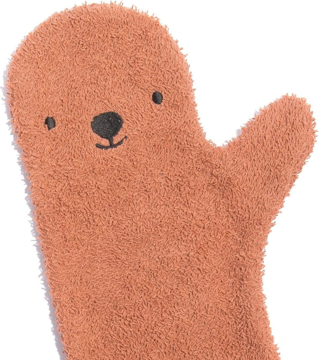 Invented 4 Kids - Douche Washandje - Washandjes - Roestbruin Beer 1 Invented 4 Kids - Douche Washandje - Washandjes - Roestbruin Beer