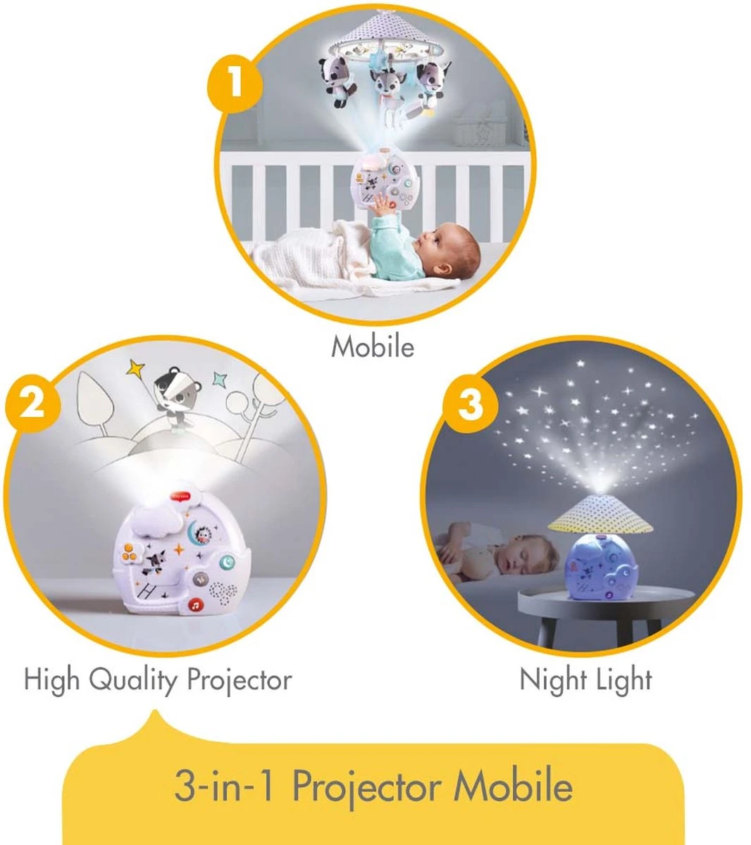 Tiny Love Magical Night 3-in-1 Muziekmobiel Met Projector - Magical Tales - Zwart/Wit 2 Tiny Love Magical Night 3-in-1 Muziekmobiel Met Projector - Magical Tales - Zwart/Wit - Afbeelding 2