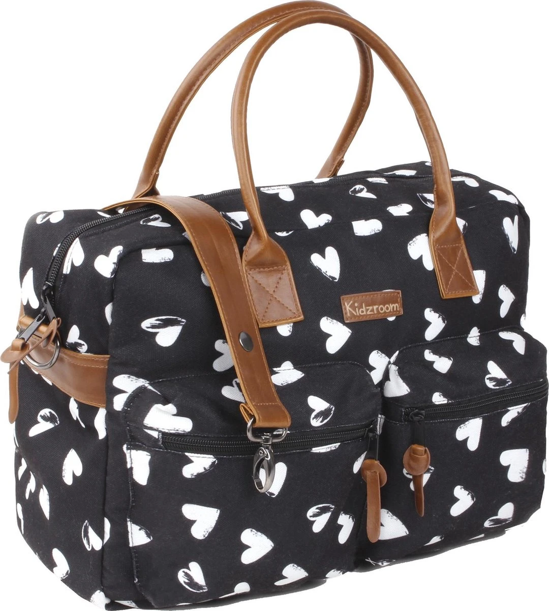 Kidzroom Black And White Luiertas - Zwart - Ophanglussen Kinderwagen - Verschoonmatje - Verstelbare Schouderband 11 Kidzroom Black And White Luiertas - Zwart - Ophanglussen Kinderwagen - Verschoonmatje - Verstelbare Schouderband - Afbeelding 11