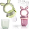 2 Fruit Teats Baby Bunny + 6 Siliconen Spenen In 3 Maten + 1 Baby Tandenborstel - BPA-vrije Fopspeen Voor Fruit Groente Pap Babyvoeding (2-Pack+Tandenborstel)