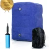 Merkloos Voetensteun - Vliegtuigbedje - Premium Quality - Reisbedje - 3 Hoogtestanden - Vliegtuig Kussen - Voetenbankje Of Poef - Met Opbergzakje & Pomp - Blauw