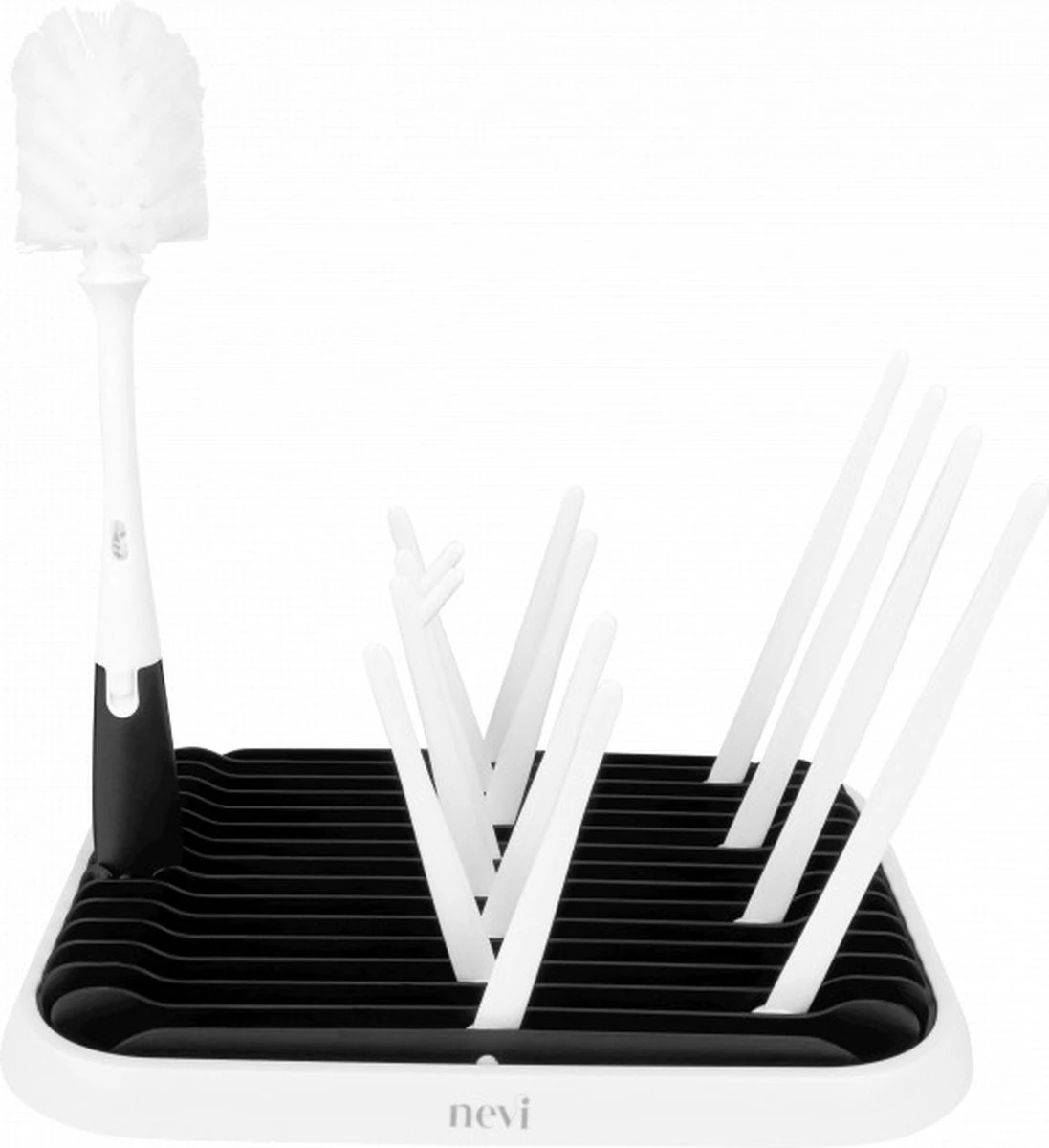 Nevi Afdruiprek Met Lekbak - Afdruipmat Voor 10 Flessen - Opvouwbaar Droogrek Babyfles - Inclusief Afwasborstel 2 Nevi Afdruiprek Met Lekbak - Afdruipmat Voor 10 Flessen - Opvouwbaar Droogrek Babyfles - Inclusief Afwasborstel - Afbeelding 2