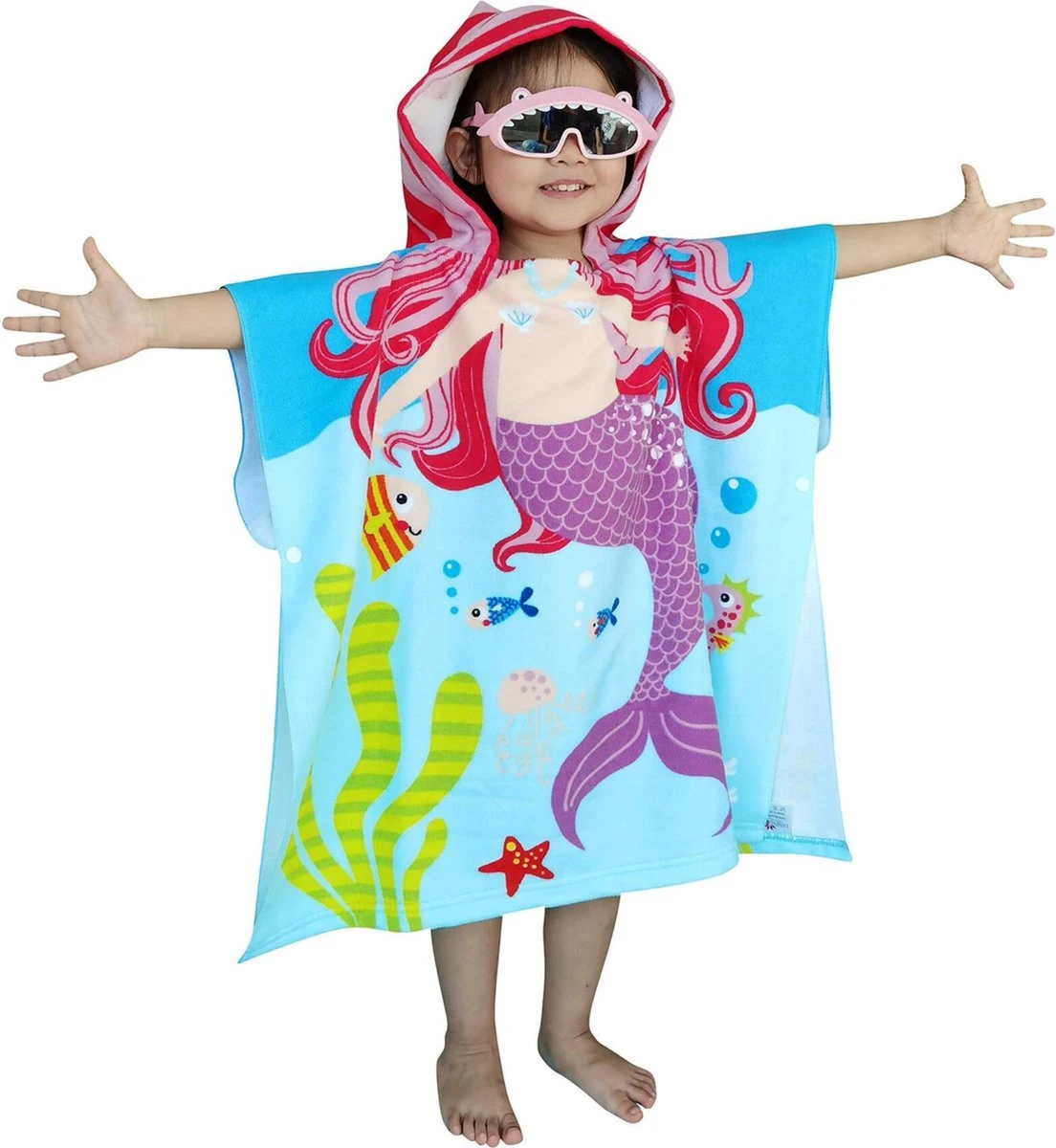 JAXY Badcape Baby - Badcape - Baby Badjas - Omslagdoek - Omslagdoek - Baby Handdoek Met Capuchon - Strandhanddoek - Badponcho - Poncho Handdoek - Microfiber - 60x90cm - Paarse Zeemeermin 1 JAXY Badcape Baby - Badcape - Baby Badjas - Omslagdoek - Omslagdoek - Baby Handdoek Met Capuchon - Strandhanddoek - Badponcho - Poncho Handdoek - Microfiber - 60x90cm - Paarse Zeemeermin