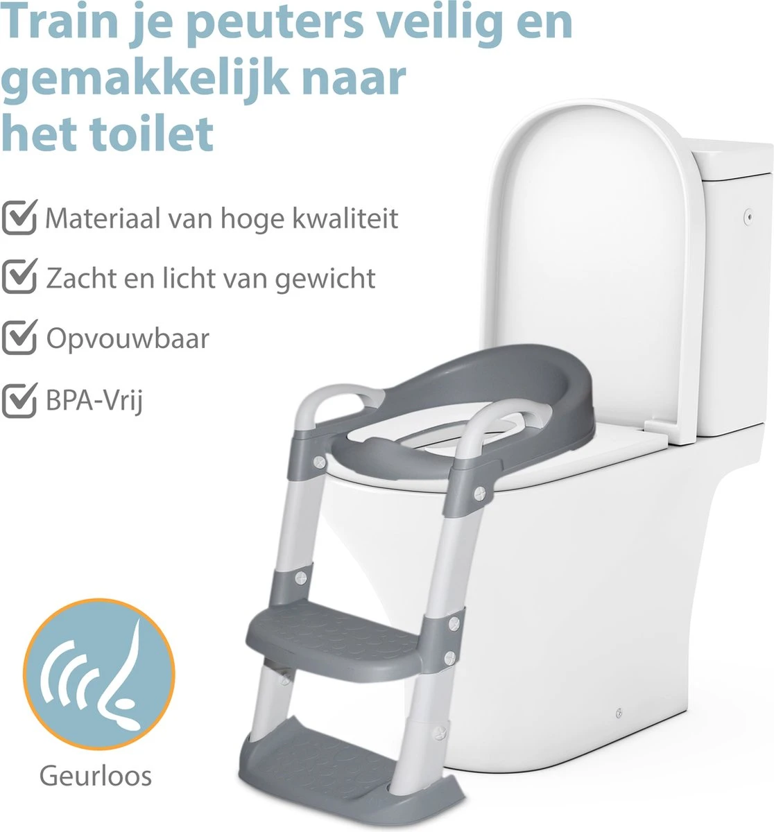 Merkloos Levlo Goods WC Verkleiner – WC Verkleiner Met Trapje – Toilettrainer – Verstelbaar – Incl. Handvaten - Grijs 8 Merkloos Levlo Goods WC Verkleiner – WC Verkleiner Met Trapje – Toilettrainer – Verstelbaar – Incl. Handvaten - Grijs - Afbeelding 8