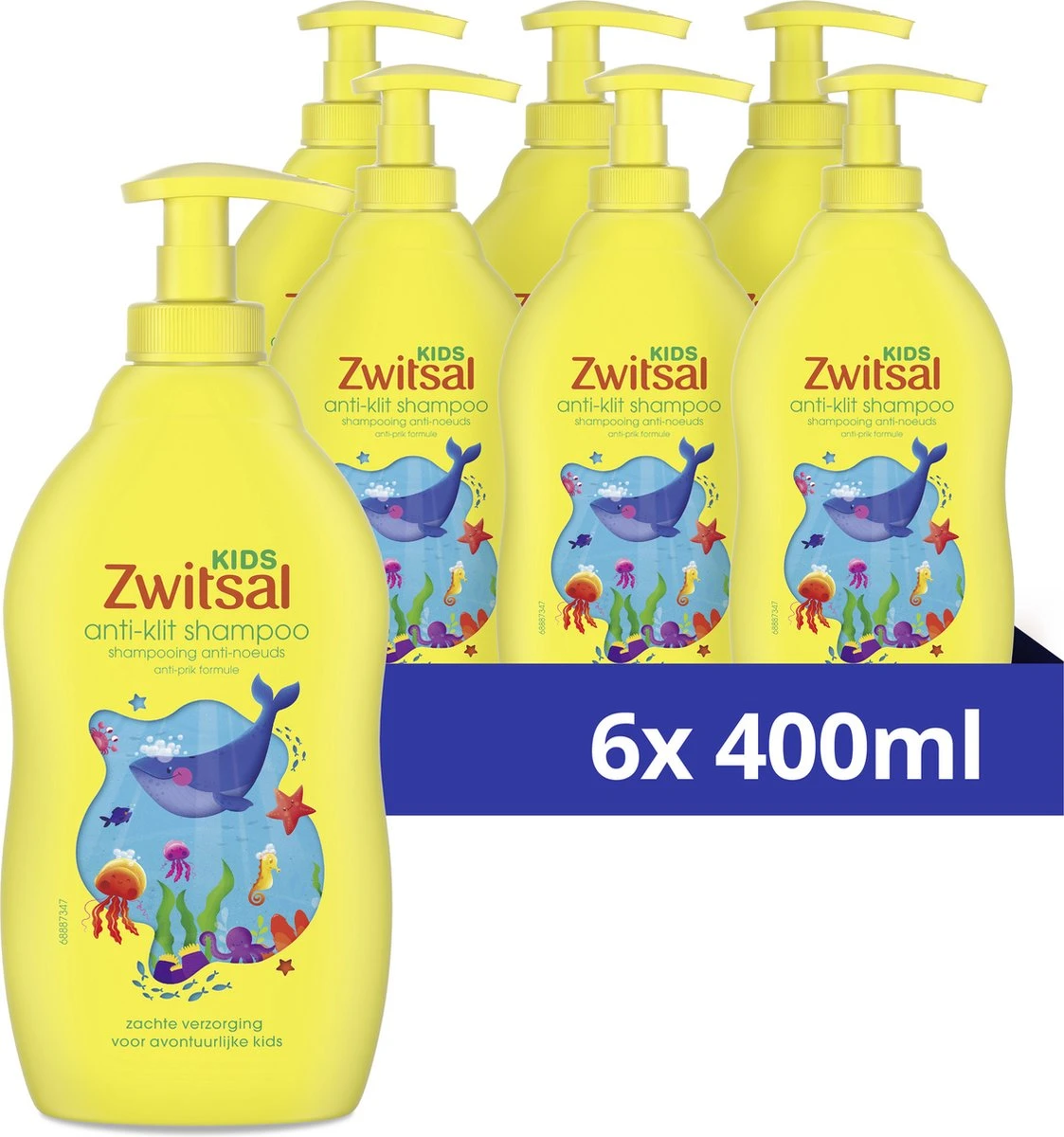 Zwitsal Kids Anti-Klit Shampoo - 6 X 400 Ml - Voordeelverpakking 1 Zwitsal Kids Anti-Klit Shampoo - 6 X 400 Ml - Voordeelverpakking