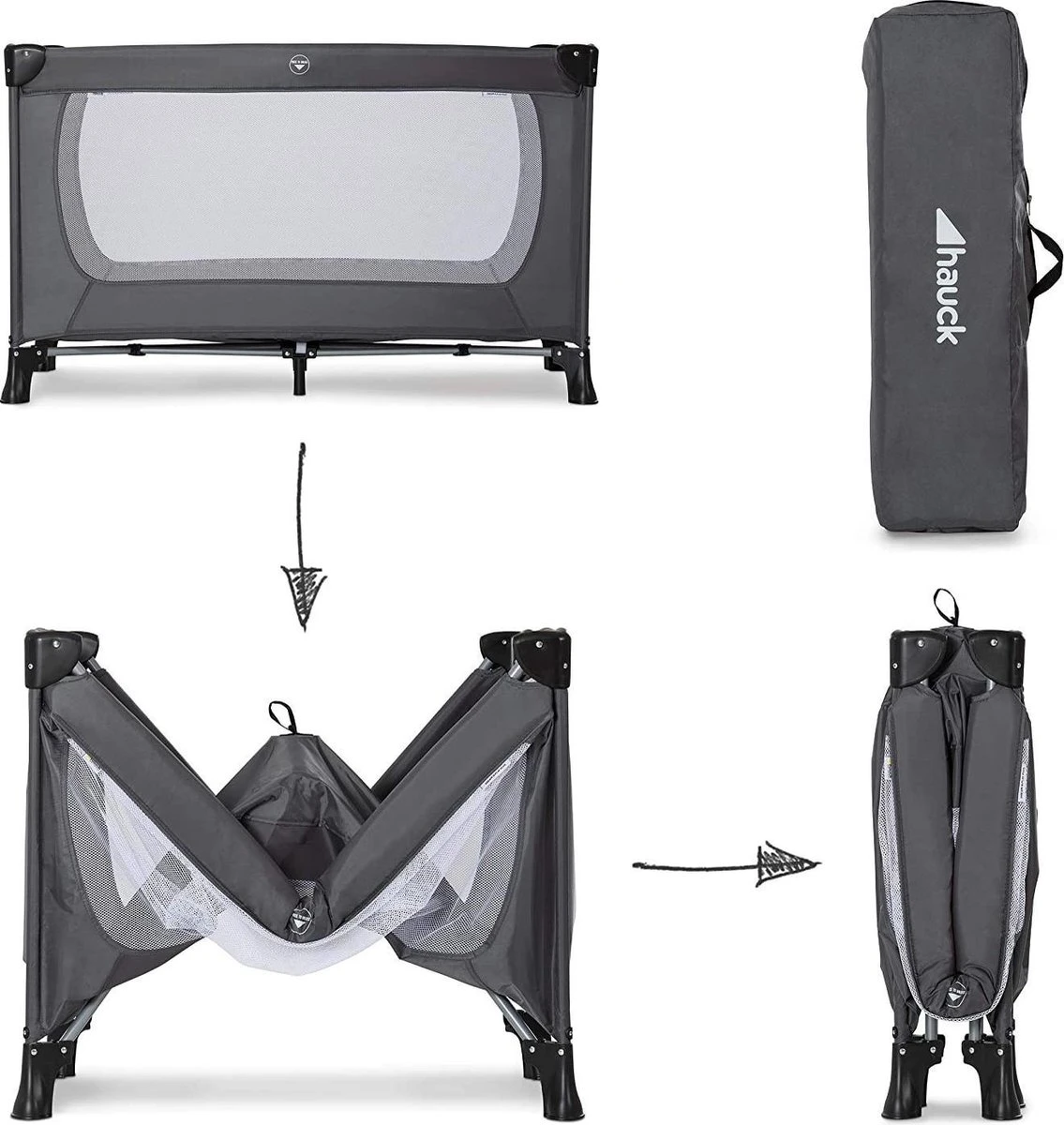 Hauck Dream N Play Plus Campingbedje Set - Met Matras En Muggennet - Grijs 6 Hauck Dream N Play Plus Campingbedje Set - Met Matras En Muggennet - Grijs - Afbeelding 6