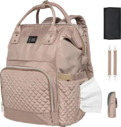 NanaBeebi Luiertas Rugzak Met Verschoonmatje - Beige Taupe - Inclusief Flessenwarmhouder - Kinderwagenhaken En Isoleervak