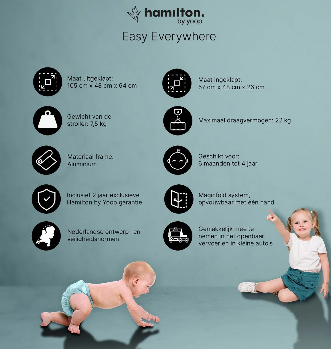 Hamilton By Yoop X1 Plus Buggy – Nieuw, Hoger, Uitgebreider 2023 Model – Premium Stroller Met One Hand Folding Technologie – Zwart – Lichte, Verstelbare En Wendbare Kinderwagen Met Vele Gemakken 3 Hamilton By Yoop X1 Plus Buggy – Nieuw, Hoger, Uitgebreider 2023 Model – Premium Stroller Met One Hand Folding Technologie – Zwart – Lichte, Verstelbare En Wendbare Kinderwagen Met Vele Gemakken - Afbeelding 3