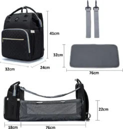 Luiertas - Multifuctioneel Luiertas 3 In 1 - Met Babybedje - Met Verschoningsmatje - Zwart - Met Usb - Met Verdikt Matras -Babyproducten Winkel 1150x1200 8