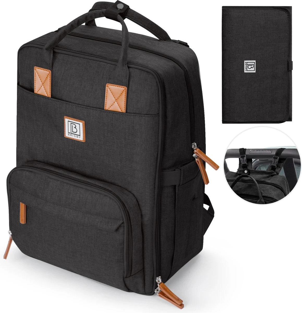 Brisby Slijtvaste Luiertas – Verzorgingstas – Met Buggymontage - Zwart 1 Brisby Slijtvaste Luiertas – Verzorgingstas – Met Buggymontage - Zwart