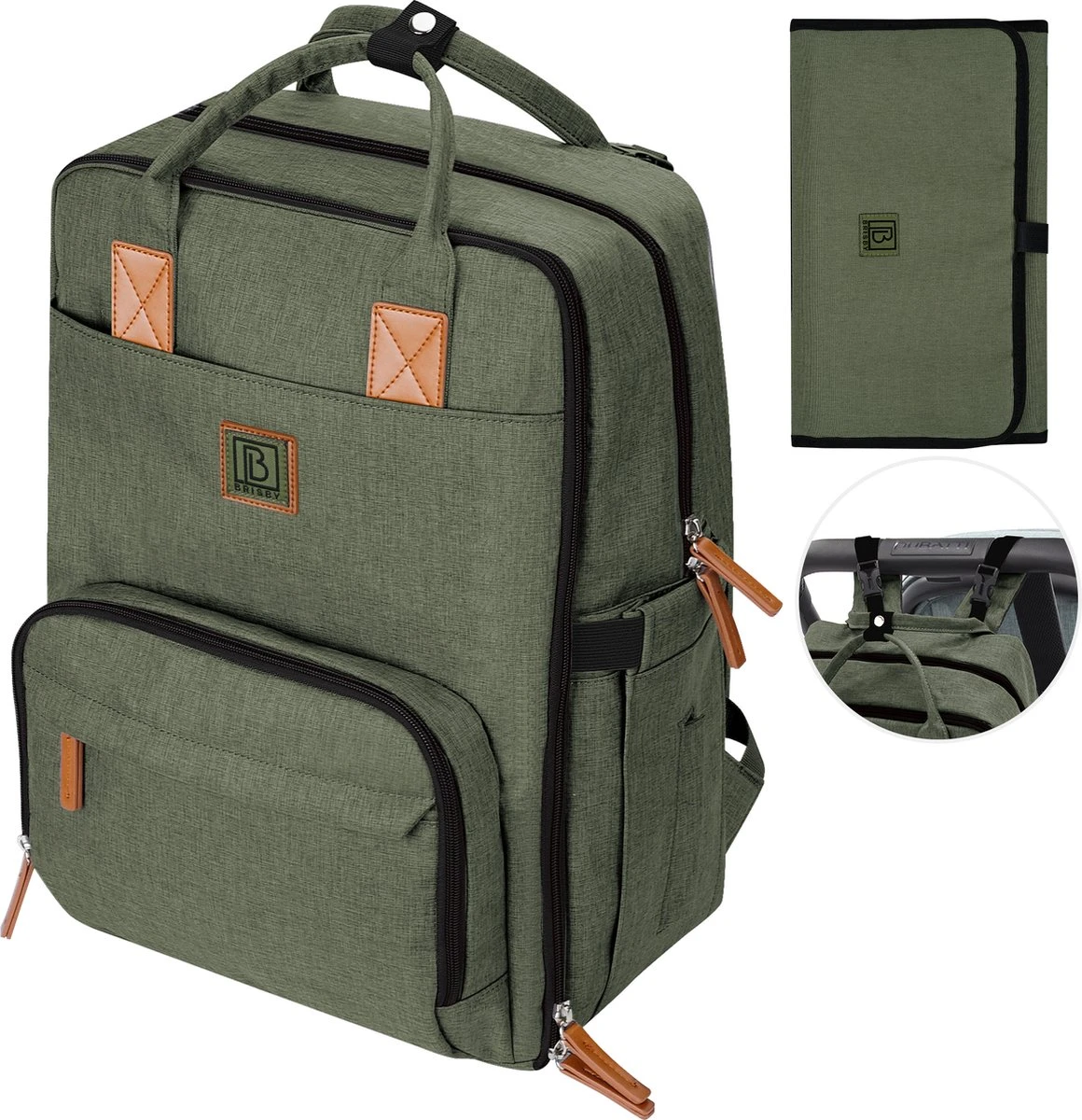 Brisby Slijtvaste Luiertas – Verzorgingstas – Met Buggymontage - Groen 1 Brisby Slijtvaste Luiertas – Verzorgingstas – Met Buggymontage - Groen