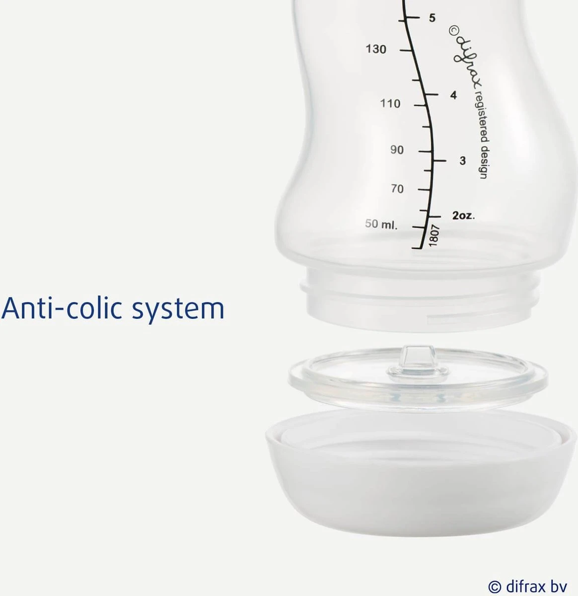 Difrax Glazen Babyfles 250 Ml Natural - Anti-Colic - Blauw - 1 Stuk 3 Difrax Glazen Babyfles 250 Ml Natural - Anti-Colic - Blauw - 1 Stuk - Afbeelding 3