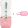 Trendosa Flessenwarmer Set - Draagbare Baby Flessenwarmer Voor Onderweg- Incl Speendoosje - Roze