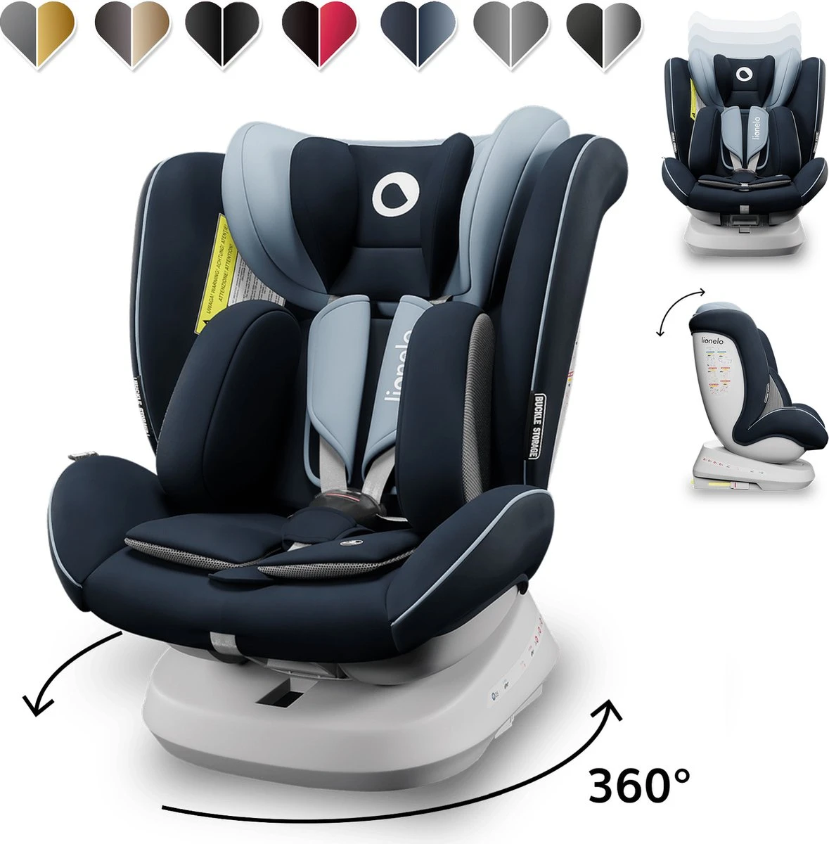 Lionelo Bastiaan One - Autostoel - 360° Met IsoFix (0-36kg) - Groep 0-1-2-3 Autostoel Voor Kinderen Van 0 Tot 12 Jaar 2 Lionelo Bastiaan One - Autostoel - 360° Met IsoFix (0-36kg) - Groep 0-1-2-3 Autostoel Voor Kinderen Van 0 Tot 12 Jaar - Afbeelding 2