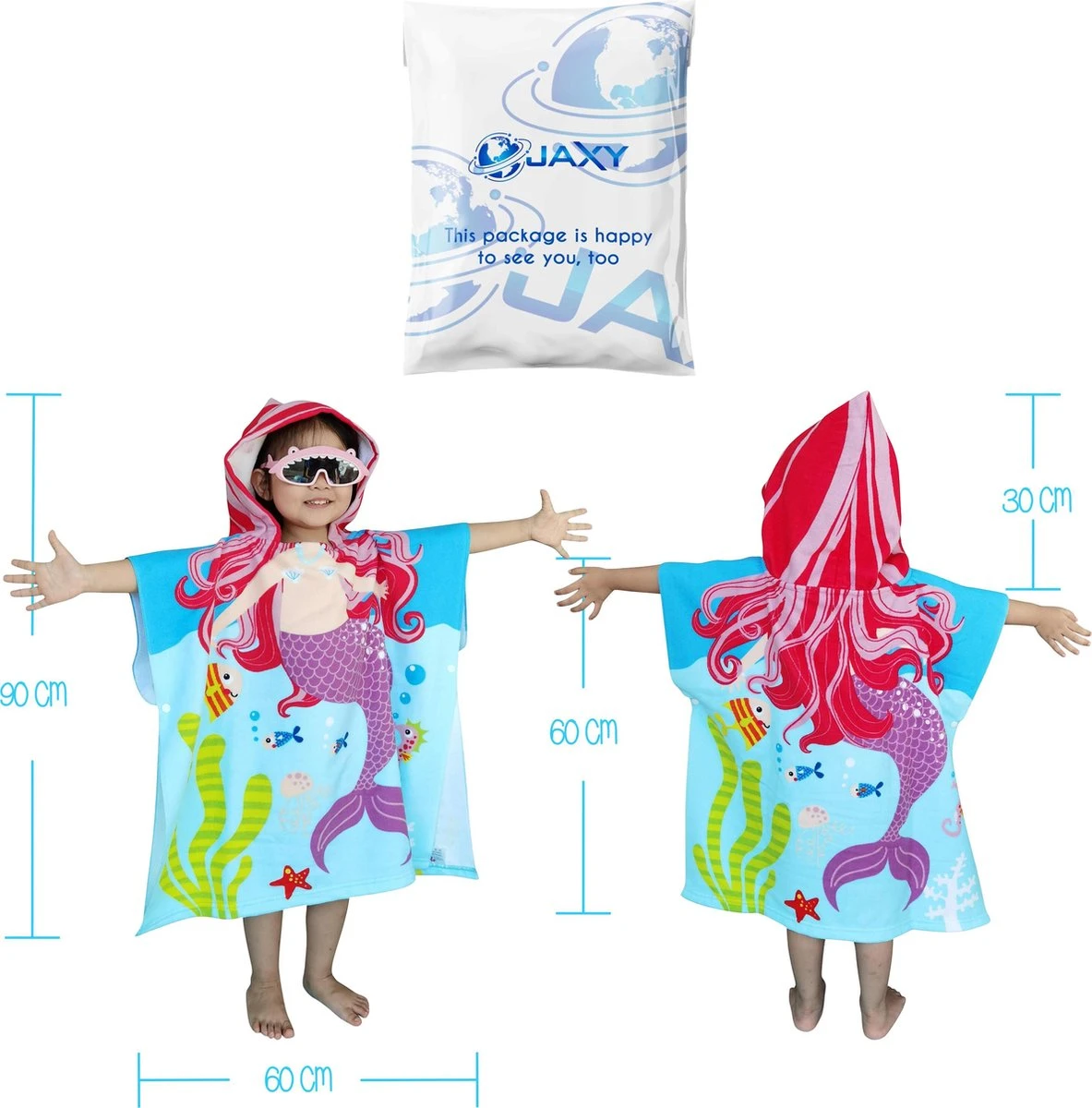 JAXY Badcape Baby - Badcape - Baby Badjas - Omslagdoek - Omslagdoek - Baby Handdoek Met Capuchon - Strandhanddoek - Badponcho - Poncho Handdoek - Microfiber - 60x90cm - Paarse Zeemeermin 4 JAXY Badcape Baby - Badcape - Baby Badjas - Omslagdoek - Omslagdoek - Baby Handdoek Met Capuchon - Strandhanddoek - Badponcho - Poncho Handdoek - Microfiber - 60x90cm - Paarse Zeemeermin - Afbeelding 4