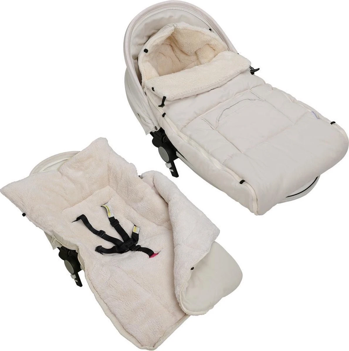 Monzana Kinderwagen Voetenzak Beige | Teddy | Maxi-Cosi | Met Opbergtas 14 Monzana Kinderwagen Voetenzak Beige | Teddy | Maxi-Cosi | Met Opbergtas - Afbeelding 14