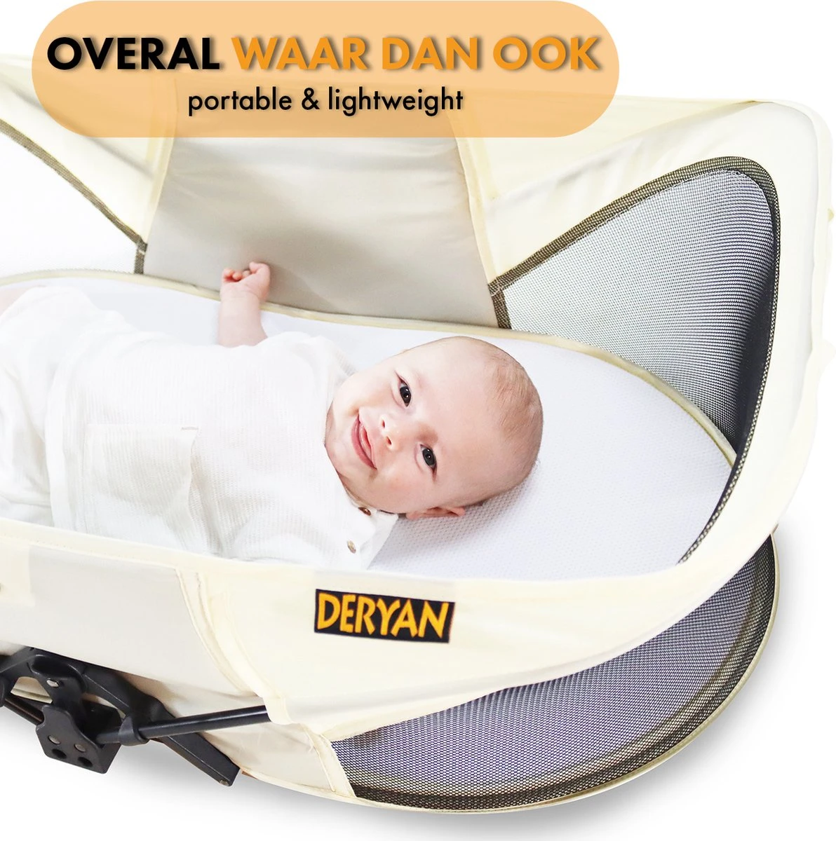 Deryan Infant Deluxe BabyBox Campingbedje - Cream + Inclusief Matras En Klamboe 7 Deryan Infant Deluxe BabyBox Campingbedje - Cream + Inclusief Matras En Klamboe - Afbeelding 7