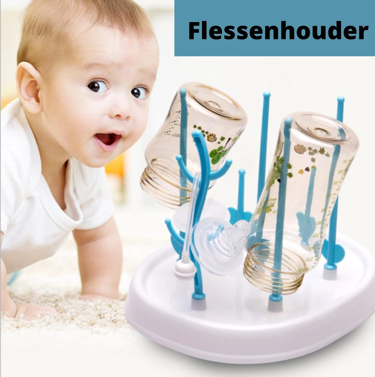 Merkloos Babyfles Droogrek - Flessen Droogrek - Afdruiprek Met Lekbak - Afwasrek - Baby Flesjes Droogrek - Flessenrek - Kraamcadeau - Baby Cadeau - Blauw 2 Merkloos Babyfles Droogrek - Flessen Droogrek - Afdruiprek Met Lekbak - Afwasrek - Baby Flesjes Droogrek - Flessenrek - Kraamcadeau - Baby Cadeau - Blauw - Afbeelding 2