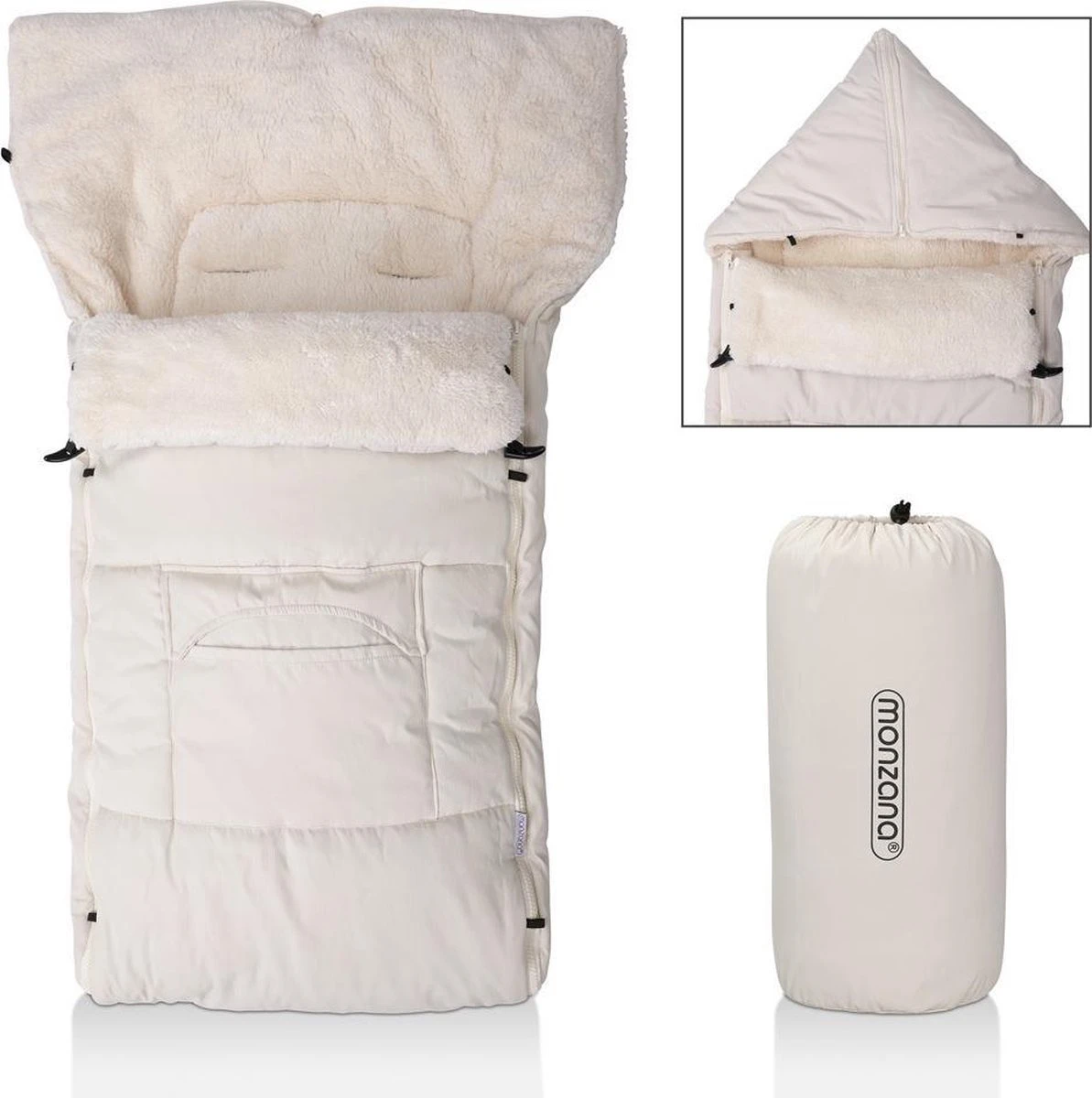 Monzana Kinderwagen Voetenzak Beige | Teddy | Maxi-Cosi | Met Opbergtas 13 Monzana Kinderwagen Voetenzak Beige | Teddy | Maxi-Cosi | Met Opbergtas - Afbeelding 13