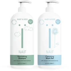 Naïf Shampoo & Wasgel Voordeel Verpakking - Baby & Kids XL Pompfles - 500ml - Met Natuurlijke Ingrediënten