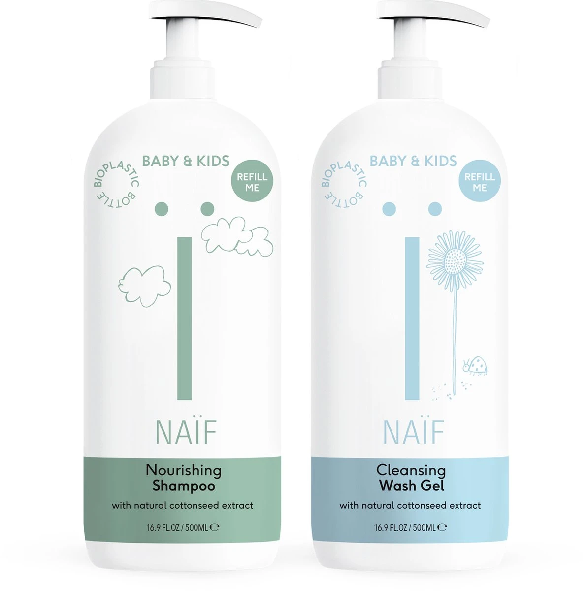 Naïf Shampoo & Wasgel Voordeel Verpakking - Baby & Kids XL Pompfles - 500ml - Met Natuurlijke Ingrediënten 1 Naïf Shampoo & Wasgel Voordeel Verpakking - Baby & Kids XL Pompfles - 500ml - Met Natuurlijke Ingrediënten