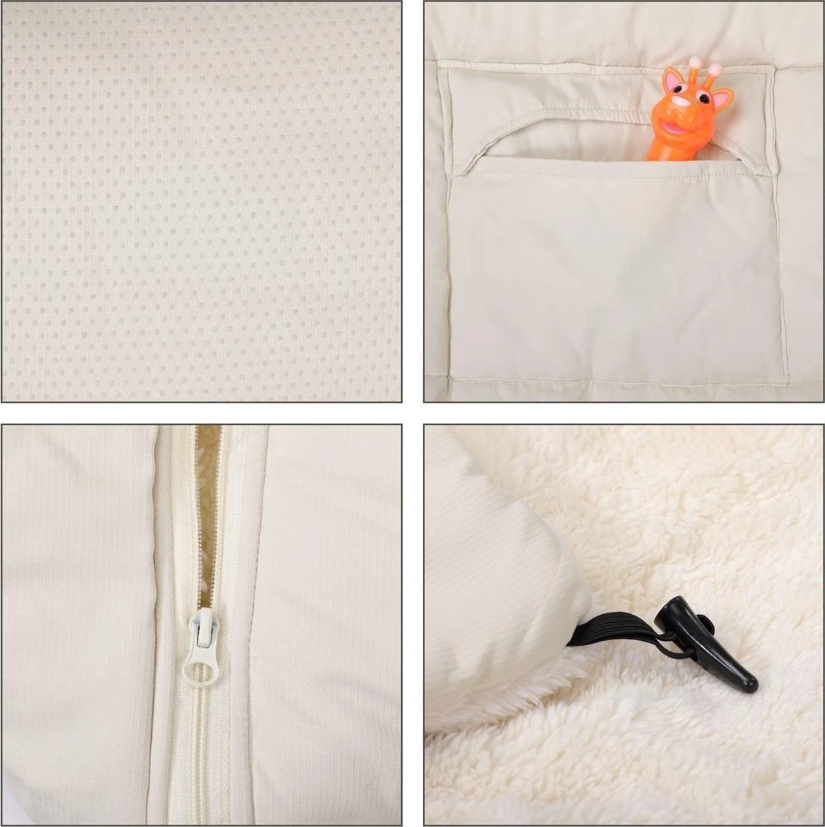 Monzana Kinderwagen Voetenzak Beige | Teddy | Maxi-Cosi | Met Opbergtas 16 Monzana Kinderwagen Voetenzak Beige | Teddy | Maxi-Cosi | Met Opbergtas - Afbeelding 16