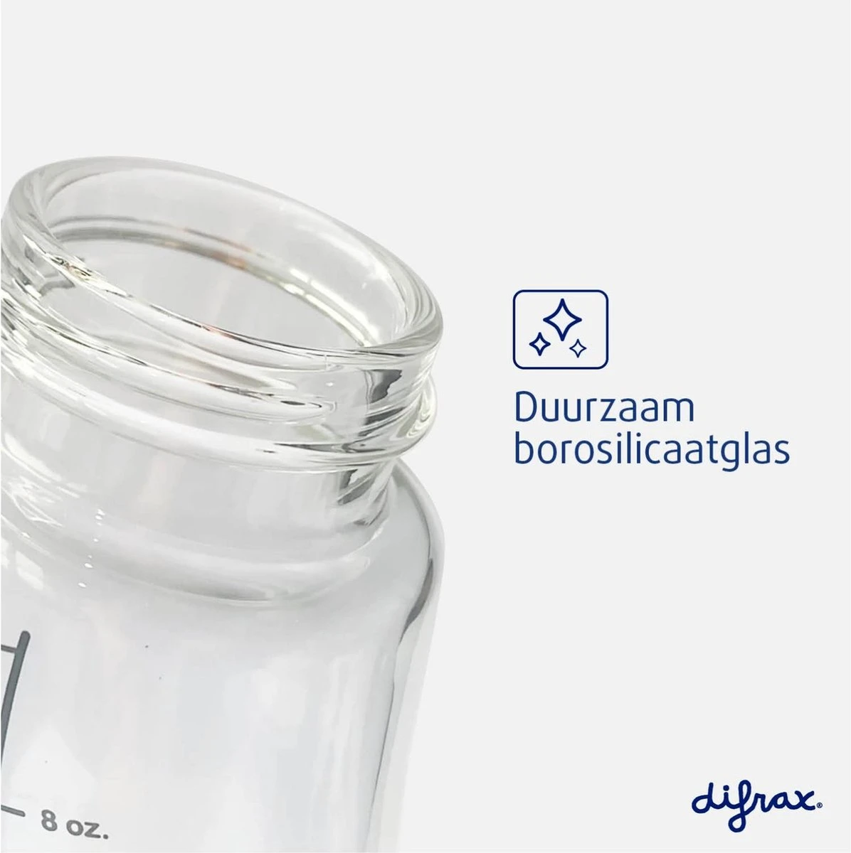 Difrax Glazen Babyfles 250 Ml Natural - Anti-Colic - Blauw - 1 Stuk 13 Difrax Glazen Babyfles 250 Ml Natural - Anti-Colic - Blauw - 1 Stuk - Afbeelding 13