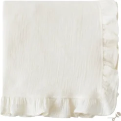 Hydrofiele Doeken - Hydrofiele Doek 2 Laags - Gebroken Wit - Ruffle - Off White - 120x120cm - Katoen En Bamboe - Hydrofiele Doek Ruffle - Swaddle - Hydrofiele Doeken Ruffle - Hydrofiele Doek Ruffle XL - Emmailloter - Kraamcadeau