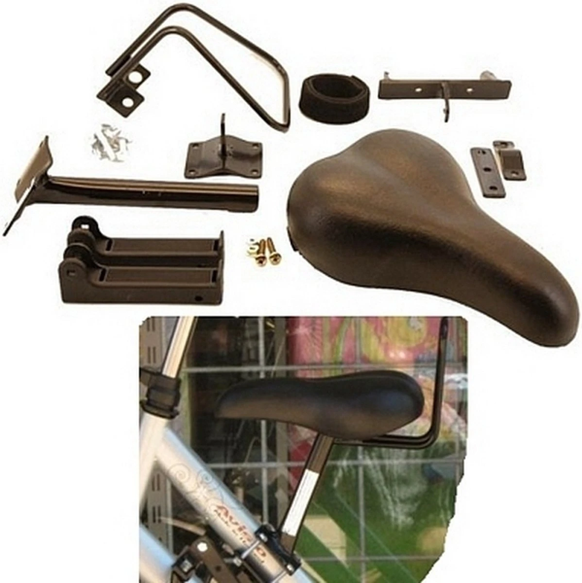 Velo Fietszadel Op Stang - Model 1 - Kinderzitje - Damesfiets 3 Velo Fietszadel Op Stang - Model 1 - Kinderzitje - Damesfiets - Afbeelding 3