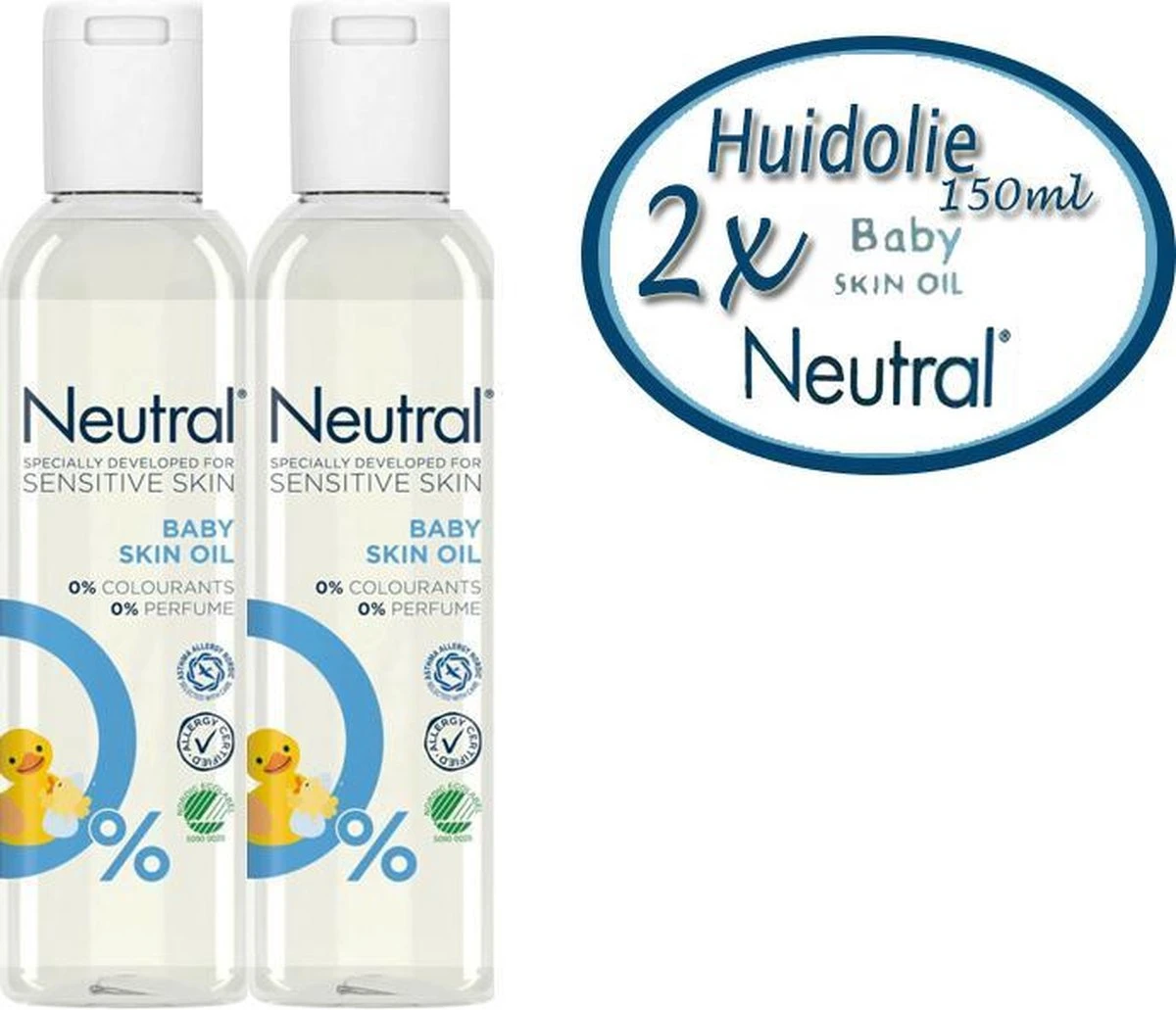 Neutral - Baby Parfumvrije Huidolie - Voor De Gevoelige Babyhuid - 2x 150 Ml 1 Neutral - Baby Parfumvrije Huidolie - Voor De Gevoelige Babyhuid - 2x 150 Ml