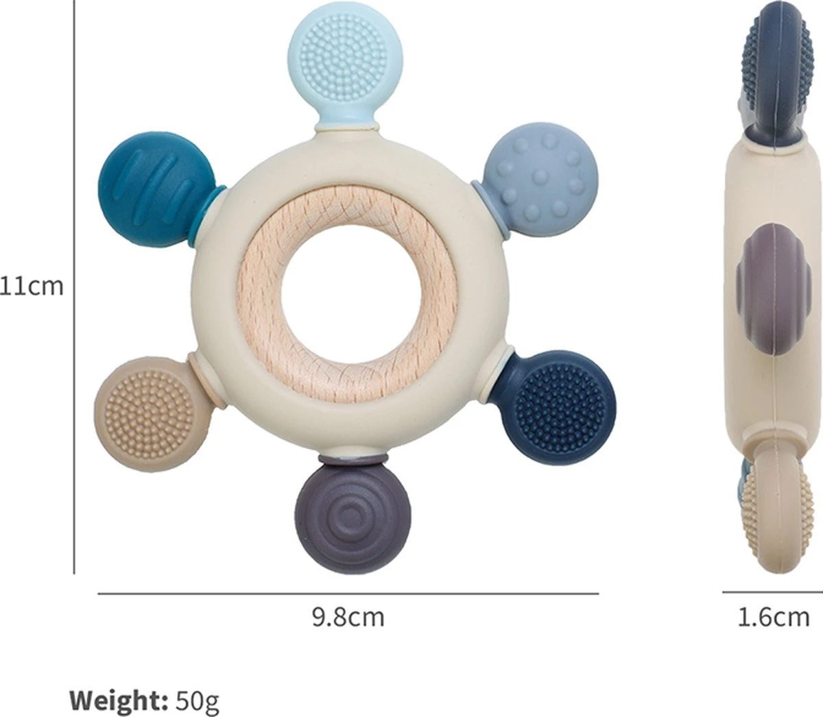 Merkloos Bijtring - Bijtspeelgoed - BPA Vrij - Siliconen - Baby Speelgoed - Blauw 2 Merkloos Bijtring - Bijtspeelgoed - BPA Vrij - Siliconen - Baby Speelgoed - Blauw - Afbeelding 2