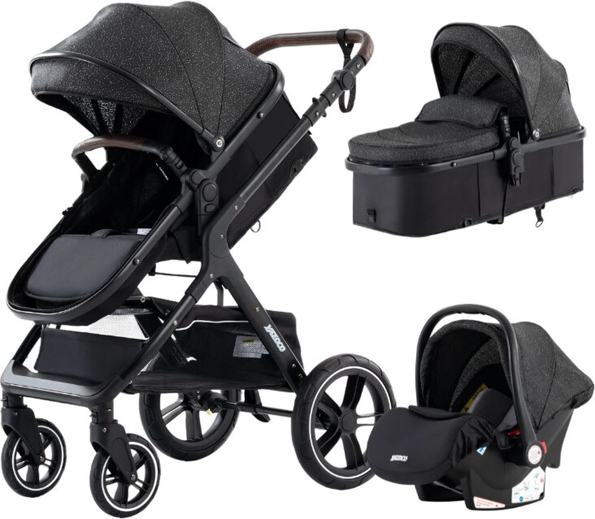 Loft Home Luxe 3-in-1 Kinderwagen - Wandelwagen - Autostoeltje - Buggy - Inklapbaar - Zwart - 0-36 Maanden 1 Loft Home Luxe 3-in-1 Kinderwagen - Wandelwagen - Autostoeltje - Buggy - Inklapbaar - Zwart - 0-36 Maanden