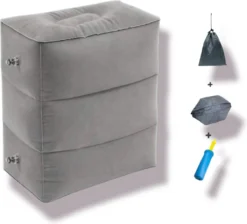 Merkloos Vliegtuigbedje - Voetkussen Opblaasbaar - Voetensteun - Voetenbankje - 3 Hoogte Standen - Reiskussen