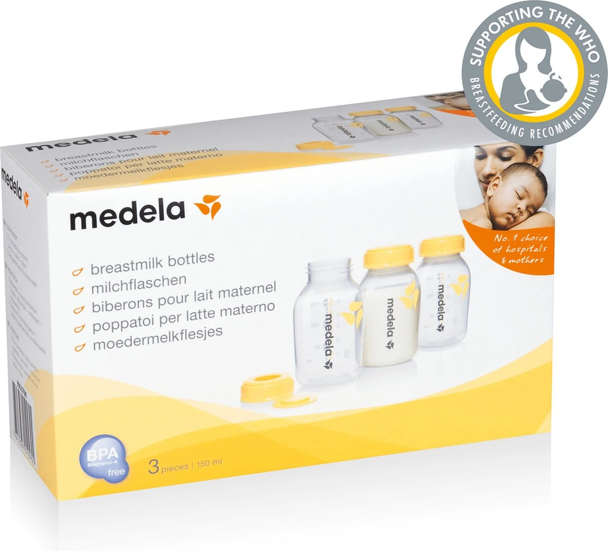 Medela Moedermelkflesje Afkolven Bewaren Invriezen Voeden Medela Fles - 150 Ml - 3 Stuks 4 Medela Moedermelkflesje Afkolven Bewaren Invriezen Voeden Medela Fles - 150 Ml - 3 Stuks - Afbeelding 4