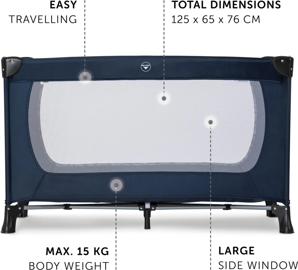 Hauck Dream N Play Plus Campingbedje - Navy 4 Hauck Dream N Play Plus Campingbedje - Navy - Afbeelding 4