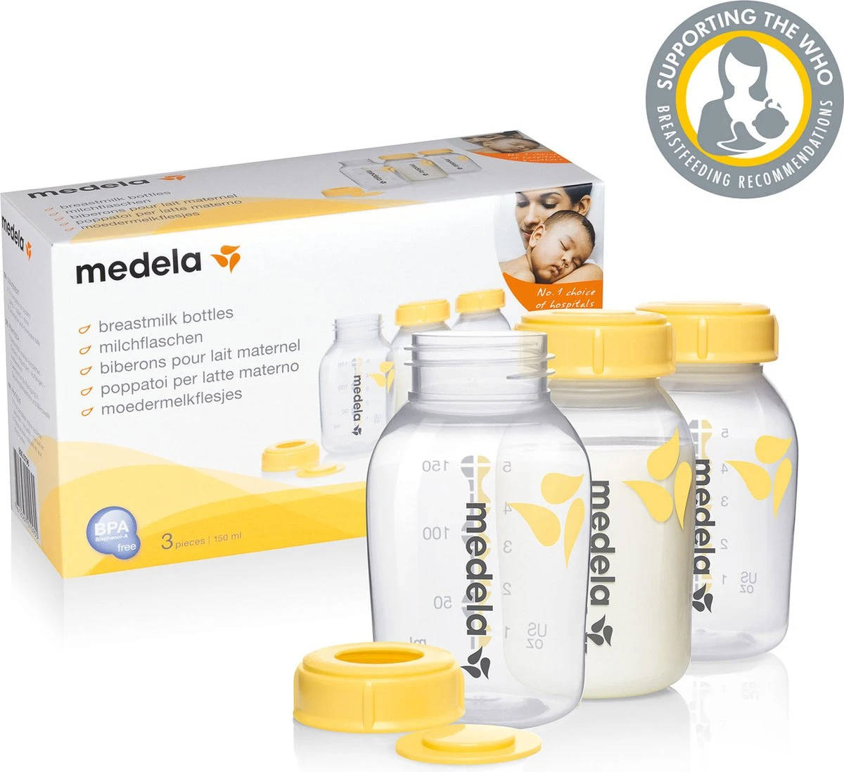 Medela Moedermelkflesje Afkolven Bewaren Invriezen Voeden Medela Fles - 150 Ml - 3 Stuks 2 Medela Moedermelkflesje Afkolven Bewaren Invriezen Voeden Medela Fles - 150 Ml - 3 Stuks - Afbeelding 2