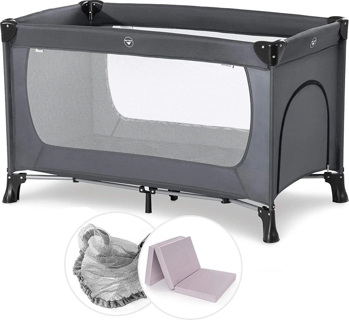 Hauck Dream N Play Plus Campingbedje Set - Met Matras En Muggennet - Grijs 1 Hauck Dream N Play Plus Campingbedje Set - Met Matras En Muggennet - Grijs