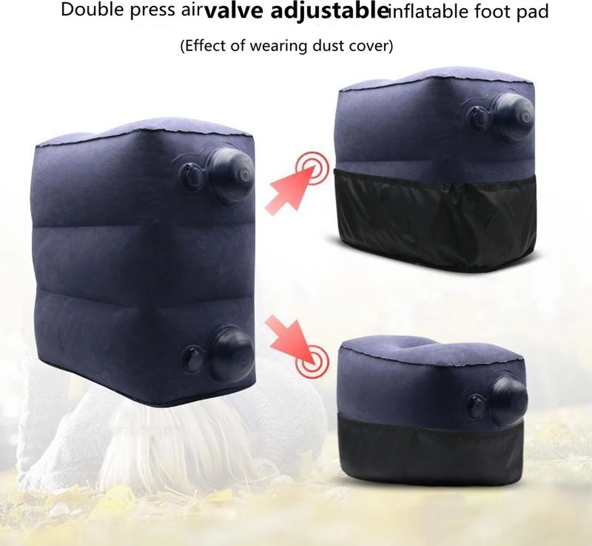 TDR-Opblaasbaar Voetkussen - 3 Hoogtestanden - Vliegtuigbedje - Blauw 3 TDR-Opblaasbaar Voetkussen - 3 Hoogtestanden - Vliegtuigbedje - Blauw - Afbeelding 3