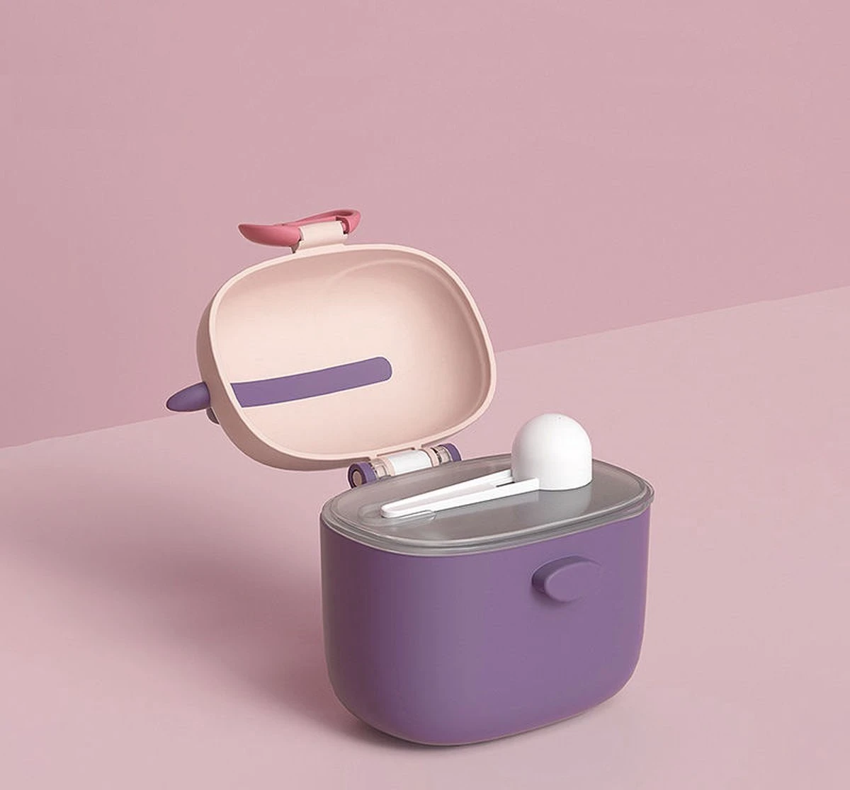 Melkpoeder Toren – Reisbox – Doseerdoosje – Bewaardoos – Dispenser - Paarse Snuiter 2 Melkpoeder Toren – Reisbox – Doseerdoosje – Bewaardoos – Dispenser - Paarse Snuiter - Afbeelding 2